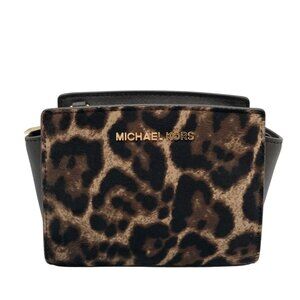 Michael Kors Brown Calf Hair Mini Selma Crossbody Bag
